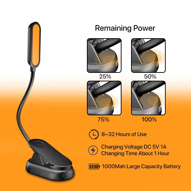 1W 80lm Healthy No Blue Light Amber Reading Light - Image 5