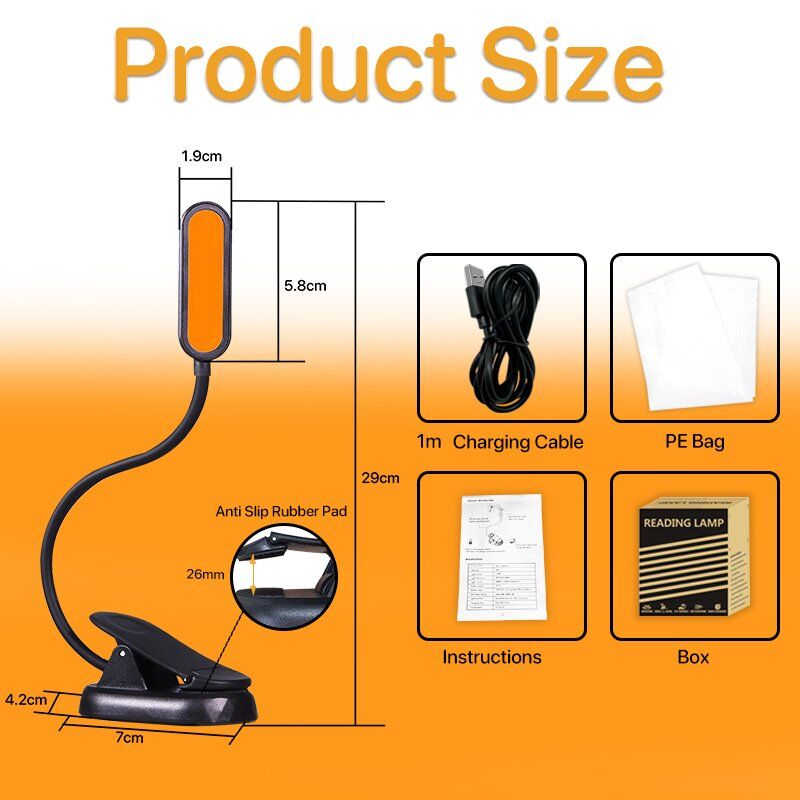 1W 80lm Healthy No Blue Light Amber Reading Light - Image 6